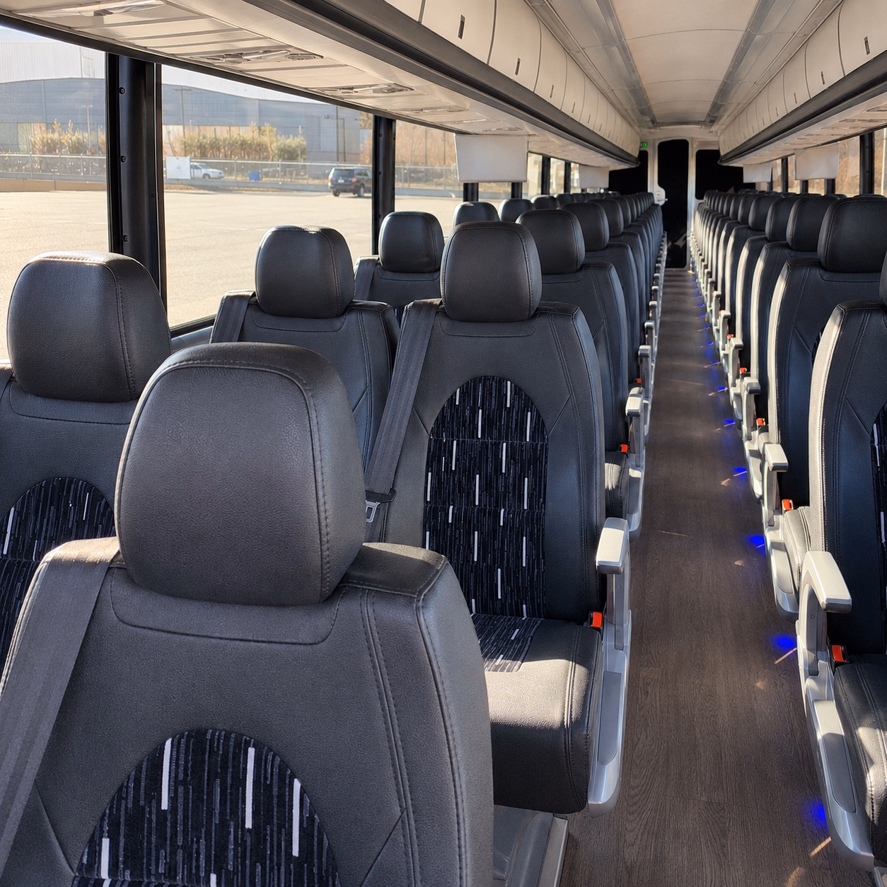 claremont charter bus rental interior