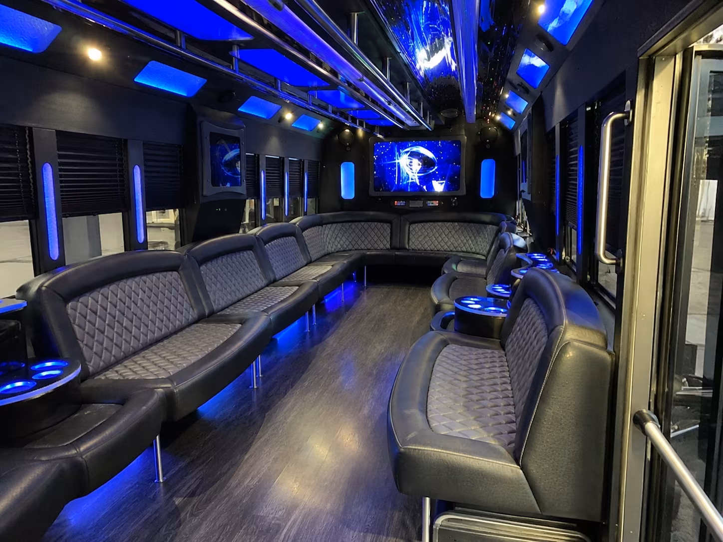 upland 28 passenger party bus interior
