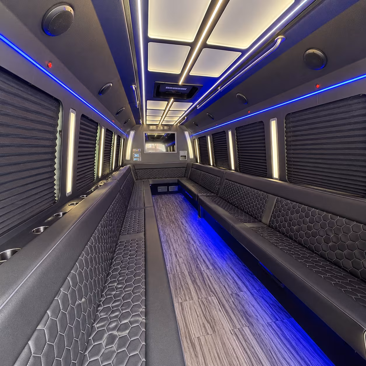 upland 30 passenger party bus interior