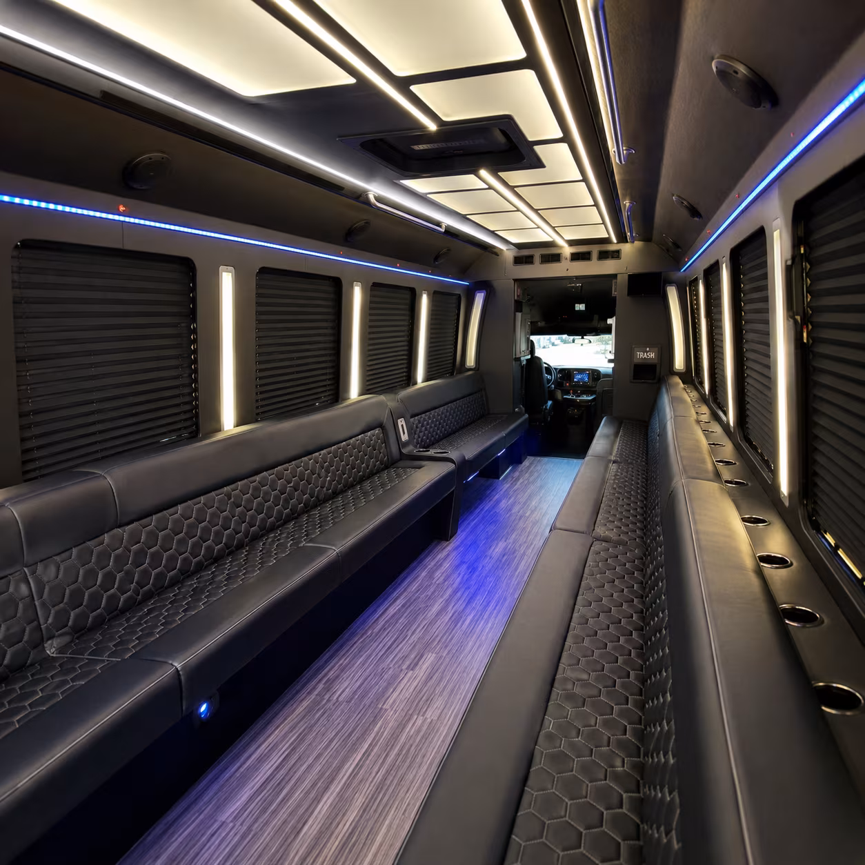 upland party bus rental interior